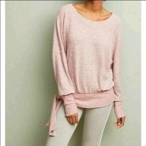 Anthropologie Blush Scoop-Neck Tie-Sleeve Sweater